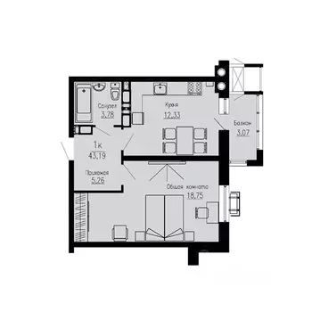 1-к кв. Ставропольский край, Пятигорск Скачки мкр,  (43.19 м)