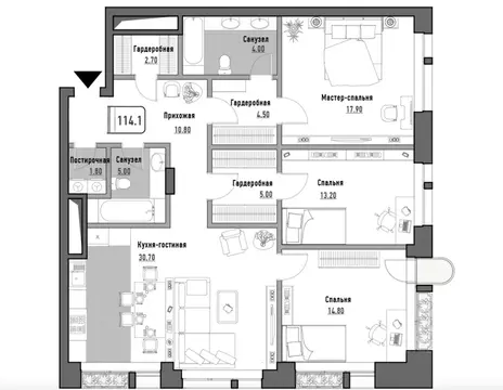 4-к кв. Москва Новослободская ул., 24Ас2 (114.1 м)
