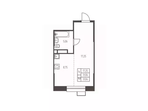 Квартира, студия, 31.1 м