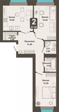 2-к кв. Чувашия, Чебоксары ул. Анатолия Игумнова, 12 (67.5 м)