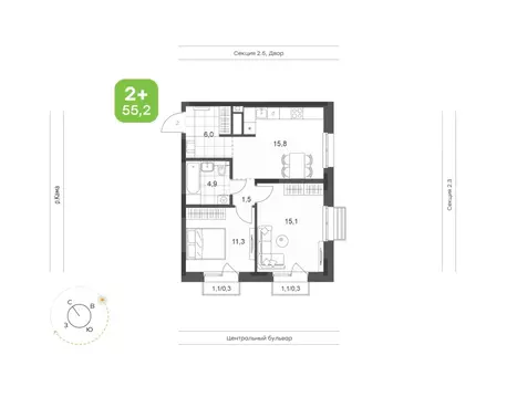 2-к кв. Татарстан, Набережные Челны Премьер-квартал жилой комплекс ...