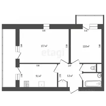 2-к кв. Крым, Ялта ул. Крупской, 19 (49.4 м)