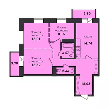 3-к кв. Иркутская область, Иркутск ул. Якоби, 6 (81.25 м)