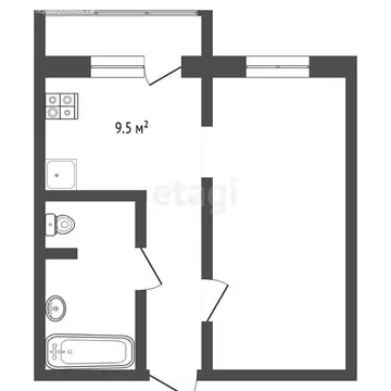 1-комнатная квартира: Тюмень, улица Павла Шарова, 1к1 (41 м)