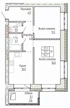 2-к кв. Алтайский край, Новоалтайск ул. Титова, 6 (54.7 м)