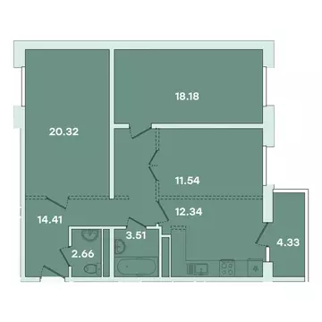 3-комнатная квартира: Иркутск, улица Петрова, 16 (87.29 м)