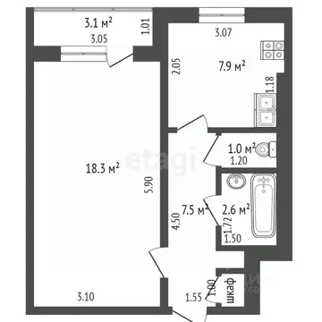 1-к кв. Московская область, Дмитров Центральная ул., 5А (36.8 м)