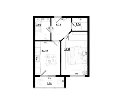 1-к кв. Калужская область, Калуга ул. Радостная, 10 (45.24 м)