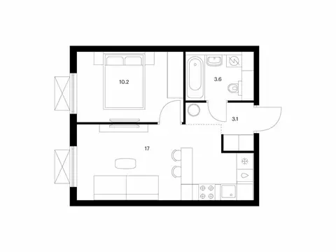1-комнатная квартира: Мытищи, жилой комплекс Яуза Парк, к6 (33.9 м)