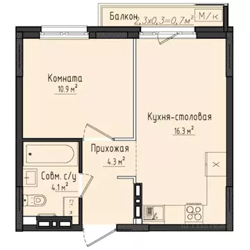 1-к кв. Удмуртия, Завьяловский район, с. Первомайский ул. Строителя ...
