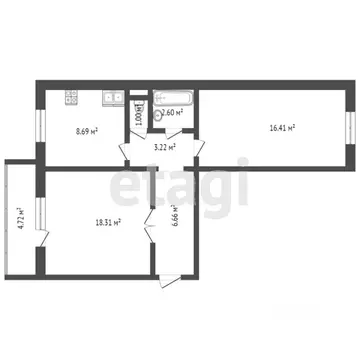 2-к кв. Челябинская область, Челябинск Комсомольский просп., 132 (53.7 ...