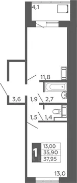 1-к кв. Башкортостан, Уфа Черниковка жилрайон, Калининский-2 мкр, ул. ...