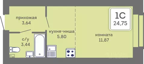 Студия Пермский край, Пермь Кировоградская ул., 28 (24.75 м)