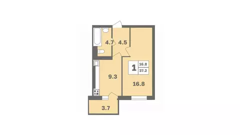 1-к кв. Башкортостан, Уфа Дагестанская ул., лит11 (37.2 м)