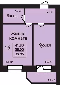 1-к кв. Тамбовская область, Тамбов ул. Имени С.И. Савостьянова, 3 ...