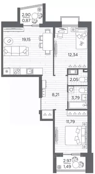 2-к кв. Санкт-Петербург Полюстровский просп., 87 (59.69 м)