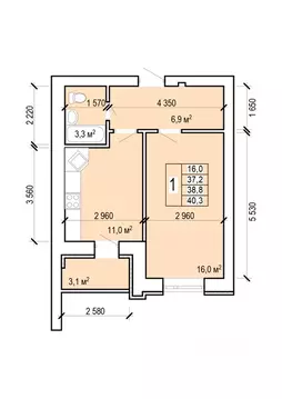 1-к кв. Саратовская область, Энгельс ул. Колотилова, 100 (40.3 м)