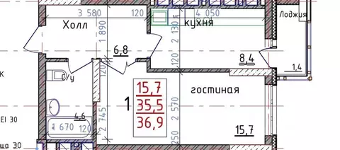 1-к кв. Башкортостан, Уфа Коммунистическая ул., 98/1 (34.8 м)