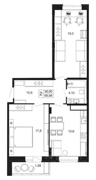 2-к кв. Московская область, Апрелевка Наро-Фоминский городской округ, ...