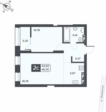 2-к кв. Новосибирская область, Новосибирск Астон.Геометрия жилой ...