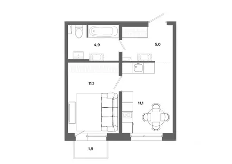 1-к кв. Ханты-Мансийский АО, Сургут ул. Ивана Захарова, 16 (32.1 м)