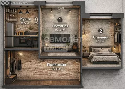 2-комнатная квартира: Омск, улица Химиков, 6к3 (54 м)