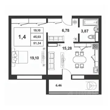1-к кв. Новгородская область, Великий Новгород ул. Королева, 22к2 ...