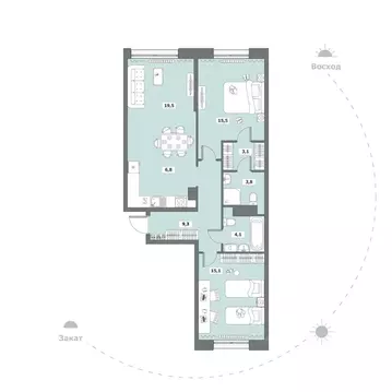 2-к кв. Вологодская область, Вологда ул. Возрождения, 35к1 (77.2 м)