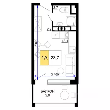 1-к кв. Краснодарский край, Анапа проезд Сосновый (23.7 м)