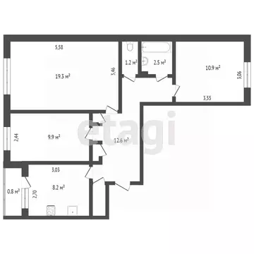 3-к кв. Тверская область, Тверь пер. 1-й Вагонников, 43 (69.3 м)