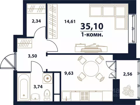 1-к кв. Ульяновская область, Ульяновск Новый Город мкр, 17-й кв-л, ...