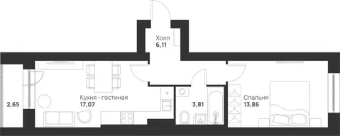 1-к кв. Тульская область, Тула Новая Тула мкр,  (43.5 м)