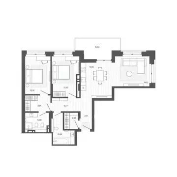 2-к кв. Алтайский край, Барнаул ул. Сизова, 20 (91.54 м)
