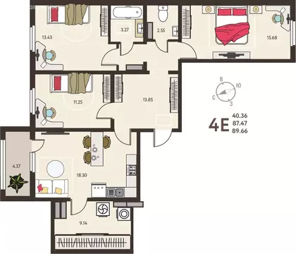 3-комнатная квартира: Курск, микрорайон Курского Завода Тракторных ...