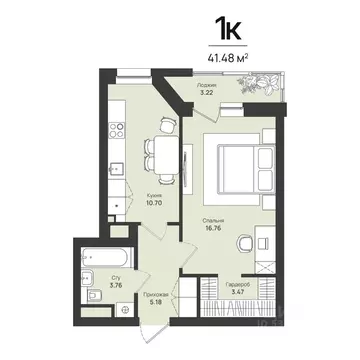 1-к кв. Пермский край, Пермь Уинская ул., 54 (41.48 м)