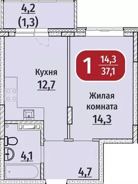 1-к кв. Чувашия, Чебоксары Гражданская ул., 97к1 (37.1 м)