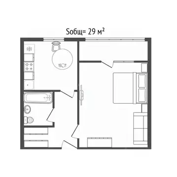 1-к кв. Брянская область, Брянск ул. Чернышевского, 72А (29.0 м)