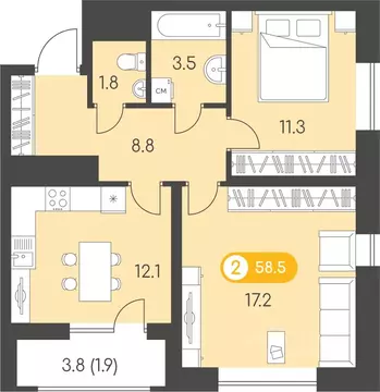 2-к кв. Удмуртия, Ижевск Столичный мкр, Новый Восход жилой комплекс ...