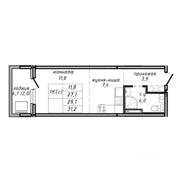 1-к кв. Новосибирская область, Новосибирск ул. Связистов, 162 (29.1 м)