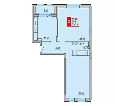 2-к кв. Тверская область, Тверь Петербургское ш. (79.78 м)
