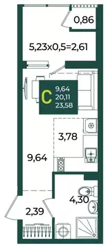 Студия Краснодарский край, Краснодар Образцово мкр,  (23.58 м)