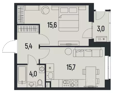 1-к кв. Пермский край, Пермь Ераничи мкр,  (42.2 м)