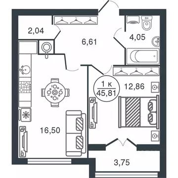 1-к кв. Тверская область, Тверь Бурашевское ш., 60 (45.81 м)