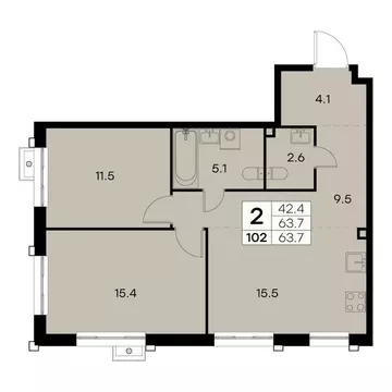 2-комнатная квартира: Москва, СЗАО, район Куркино, жилой комплекс ...