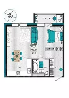 1-к кв. Приморский край, Уссурийск Радужный мкр,  (46.8 м)