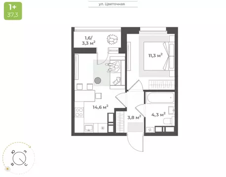 1-к кв. Тверская область, Тверь Соминка мкр,  (35.6 м)