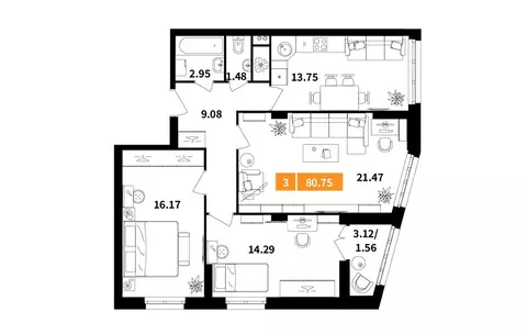 3-к кв. Московская область, Химки Планерный квартал жилой комплекс ...