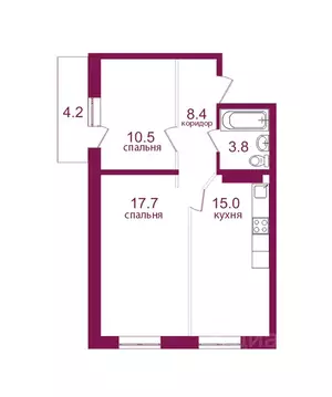 2-к кв. Иркутская область, Иркутск Топкинский мкр, 69 (59.6 м)