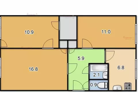 3-комнатная квартира: Старопышминск, Еловая улица, 2 (61 м)
