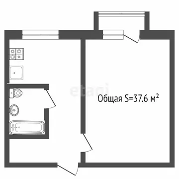1-комнатная квартира: Бийск, улица Максима Горького, 69 (37.6 м)